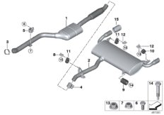 Система выпуска ОГ Зд для BMW G02 X4 20iX B48 (схема запасных частей)