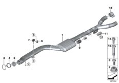 Катализатор/передний доп.глушитель для BMW G01 X3 M40dX (TX96) B57 (схема запасных частей)