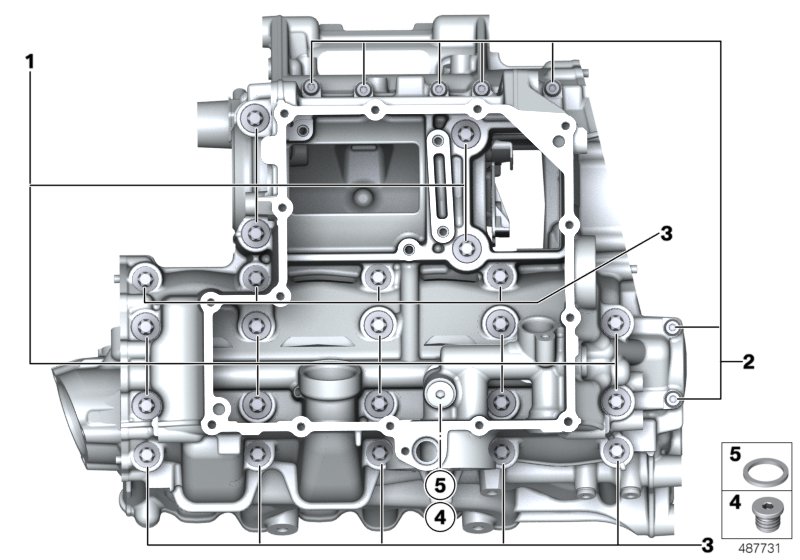Картер двигателя привинчивание для BMW K67 S 1000 RR 19 (0E21, 0E23) 0 (схема запчастей)