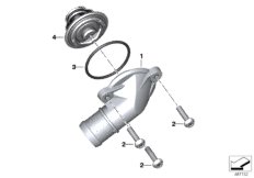 Термостат и трубопроводы ОЖ для BMW K67 S 1000 RR 19 (0E21, 0E23) 0 (схема запасных частей)