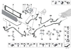 Контур сист.охл.электроники электромаш. для BMW F10N Hybrid 5 N55 (схема запасных частей)