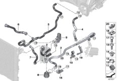 Шланги охлаждающей жидкости для BMW G12 740LeX B48X (схема запасных частей)