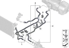 Шланги ОЖ автономной системы отопления для BMW G12 750LdX B57S (схема запасных частей)