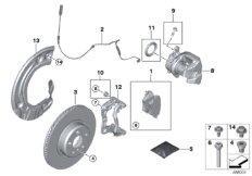 Тормозной механизм переднего колеса для BMW G31 520dX B47D (схема запасных частей)