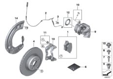 Тормозной механизм переднего колеса для BMW G01 X3 20iX B46D (схема запасных частей)
