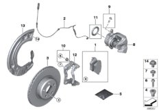 Тормозной механизм переднего колеса для BMW G31 520d B47D (схема запасных частей)