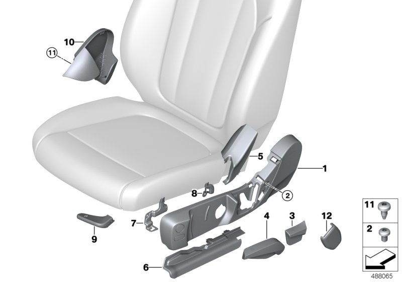 Сиденье Пд накладки сиденья для BMW G01 X3 M40dX (TX91) B57 (схема запчастей)
