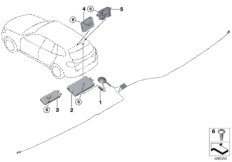 Детали антенного усилителя для BMW G01 X3 M40dX (TX96) B57 (схема запасных частей)