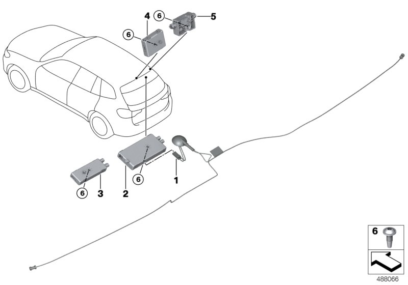 Детали антенного усилителя для BMW G01 X3 20i B48 (схема запчастей)