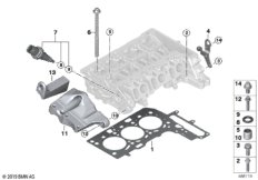 Головка блока цилиндров-доп.элементы для BMW F48 X1 16d B37B (схема запасных частей)