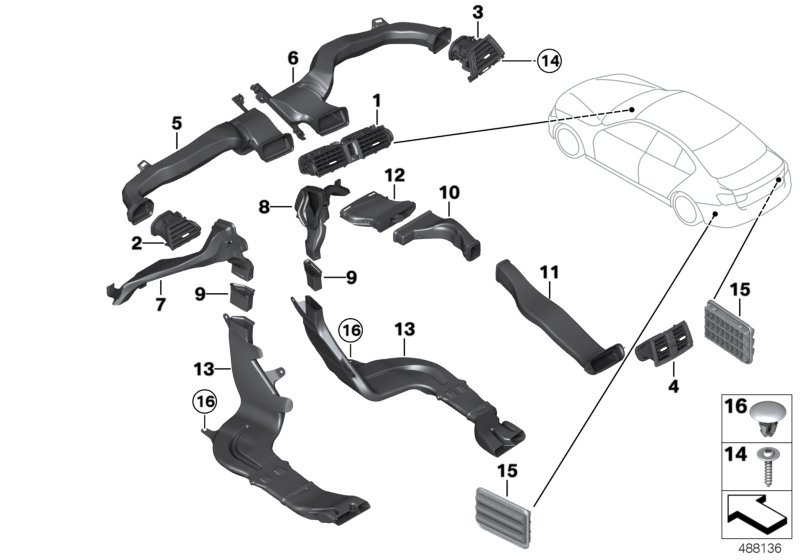 Воздуховод для BMW F34N 318d B47 (схема запчастей)