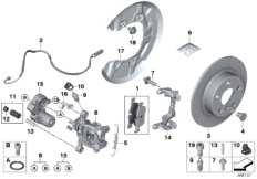 Тормозной механизм заднего колеса для BMW I01N i3 94Ah IB1 (схема запасных частей)