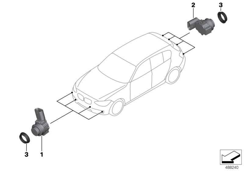 Ультразвуковой датчик для BMW F21N M135iX N55 (схема запчастей)