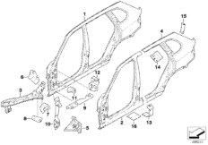 боковой каркас для BMW E70 X5 3.0sd M57N2 (схема запасных частей)