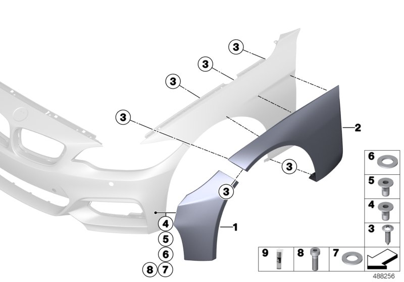 Расширение переднего крыла для BMW MOSP M235i Racing N55 (схема запчастей)