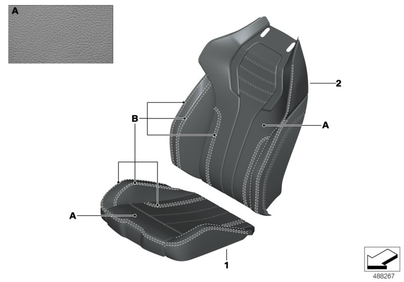 Обивка Individual многоф.сид.в M-стиле для BMW F90 M5 S63M (схема запчастей)