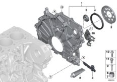 Корпус блока ГРМ для BMW F48N X1 18d B47B (схема запасных частей)