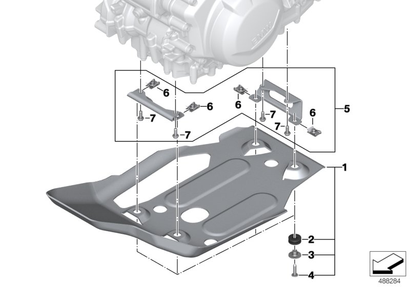 Двигатель противоподкатный брус алюминий для BMW K82 F 850 GS Adve. (0K01, 0K03) 0 (схема запчастей)