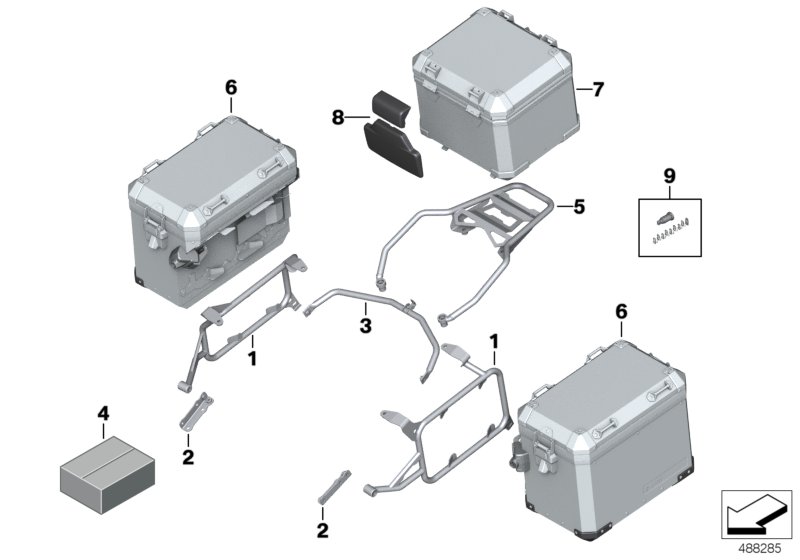 Багажная система алюминий для MOTO K82 F 850 GS Adve. (0K01, 0K03) 0 (схема запчастей)