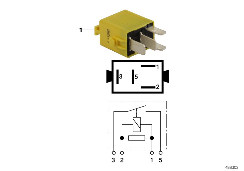 Мини-реле с замыкающим контактом gelb для MOTO 59C1 R 1200 C 97 (0424,0434) 0 (схема запчастей)