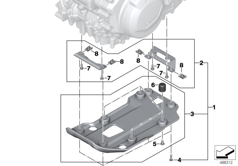 Защита двигателя, пластик для BMW K80 F 750 GS (0B08, 0B18) 0 (схема запчастей)