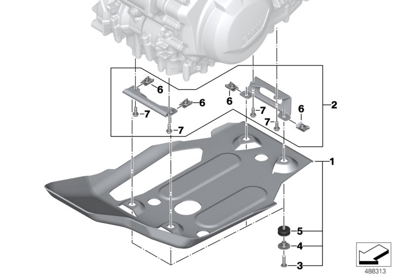 Защита двигателя алюминиевая для BMW K80 F 750 GS (0B08, 0B18) 0 (схема запчастей)