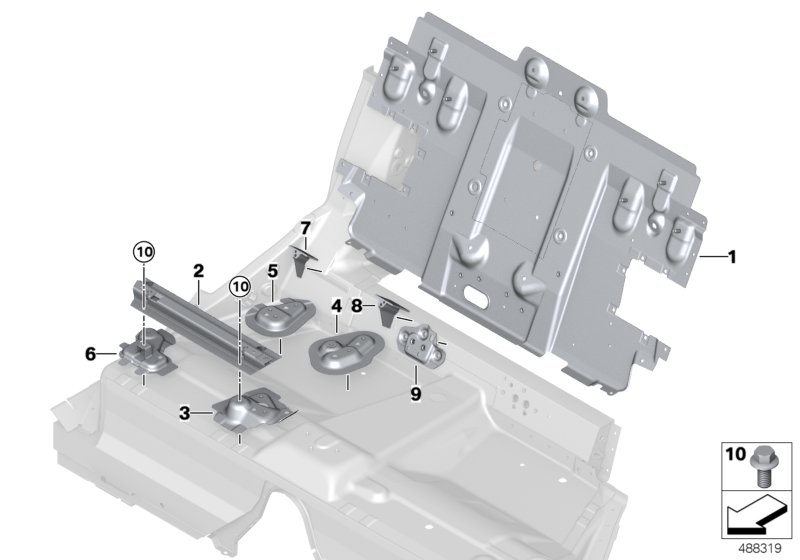 Перегородка багажного отделения для BMW RR11 Phantom N74L (схема запчастей)