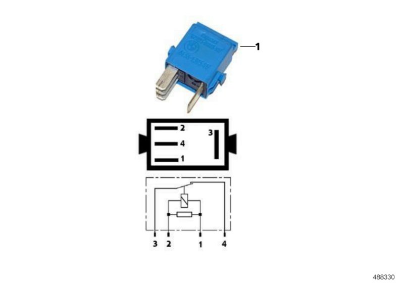 Мини-реле, размыкающий контакт, синий для MOTO R21A R 1150 GS Adv. 01 (0441,0492) 0 (схема запчастей)