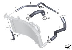 Трубопроводы охлаждающей жидкости для BMW K80 F 750 GS (0B08, 0B18) 0 (схема запасных частей)