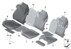 Набивка и обивка передн.сиденья для BMW F90 M5 S63M (схема запасных частей)