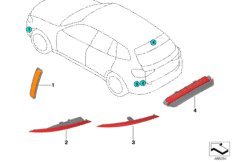 Третий фонарь стоп-сигнала/отражатель для BMW G02 X4 20iX B48 (схема запасных частей)