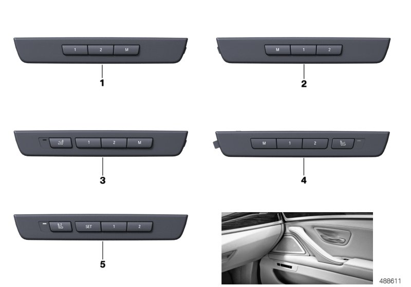 Панель управл.допфункциями пер.сидений для BMW F10N 528i N20 (схема запчастей)
