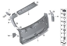 облицовка багажной двери для BMW G01 X3 20dX (TX35) B47 (схема запасных частей)