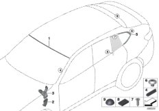 Остекление, дополнительные элементы для BMW G02 X4 20iX B48 (схема запасных частей)