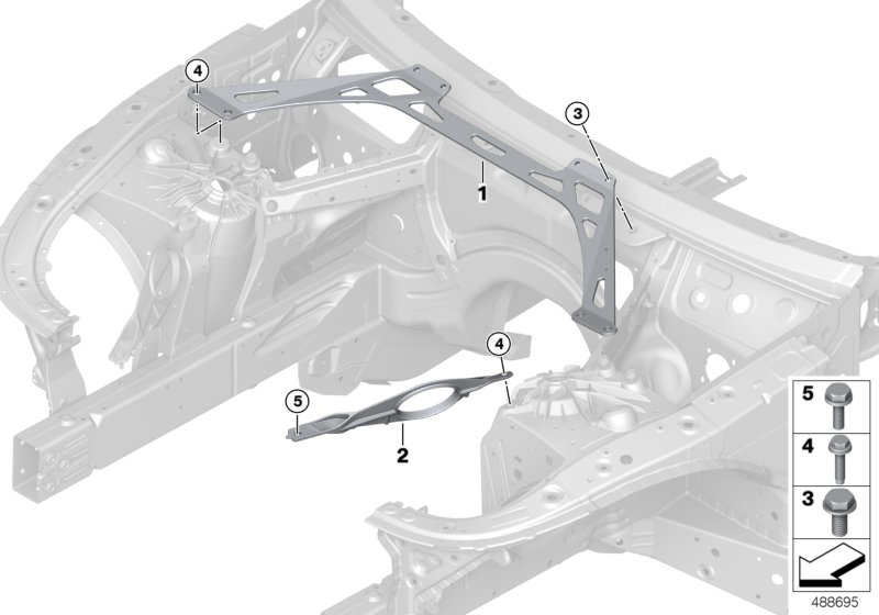 Элемент усиления передней части кузова для BMW F90 M5 S63M (схема запчастей)