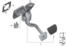 Педальный механизм АКПП для BMW G14 840iX B58C (схема запасных частей)