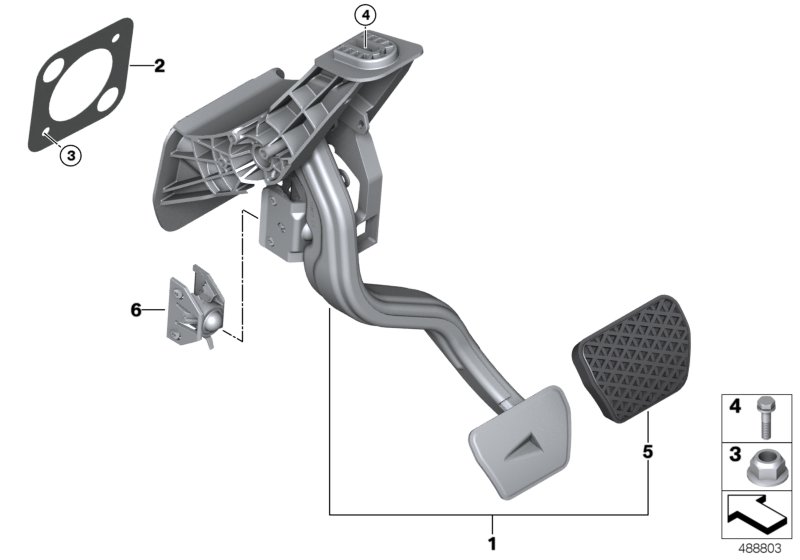 Педальный механизм АКПП для BMW G15 840iX B58C (схема запчастей)