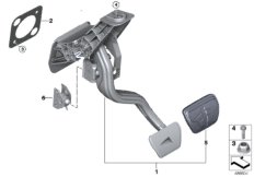 Педальный механизм АКПП для BMW G16 840iX B58C (схема запасных частей)