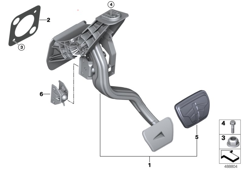 Педальный механизм АКПП для BMW G15 840dX B57 (схема запчастей)