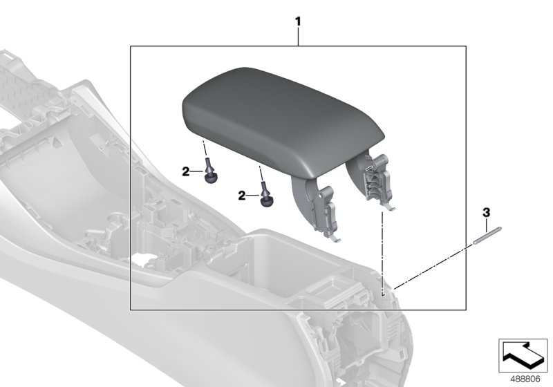 Подлокотник на центральной консоли для BMW G01 X3 18d (TX15) B47 (схема запчастей)