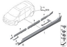 Накладка порог / арка колеса для BMW F46N 220d B47D (схема запасных частей)