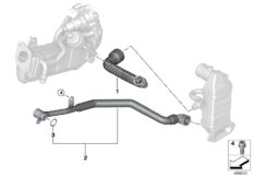 Трубопроводы системы нейтрализации ОГ для BMW F48N X1 16d B37B (схема запасных частей)