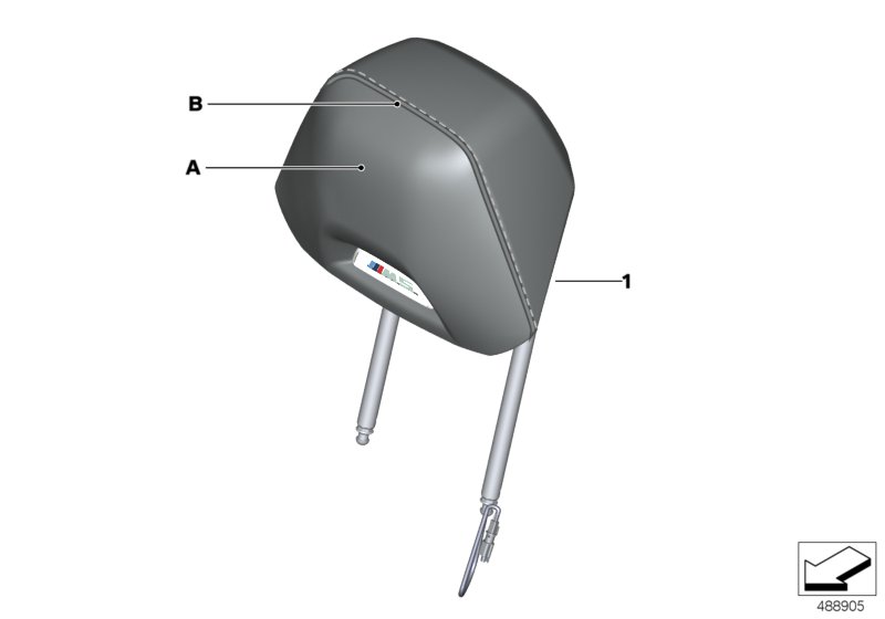 Инд.подголовник спортивного сиденья Пд для BMW F90 M5 S63M (схема запчастей)