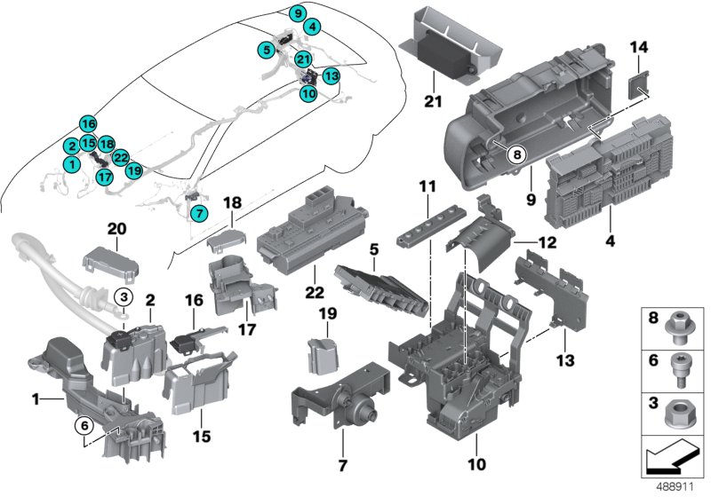 Токораспределитель/распределитель B+ для BMW G30 540i B58C (схема запчастей)