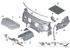 Звукоизоляция Пд для MINI F54 Cooper S ALL4 B48C (схема запасных частей)