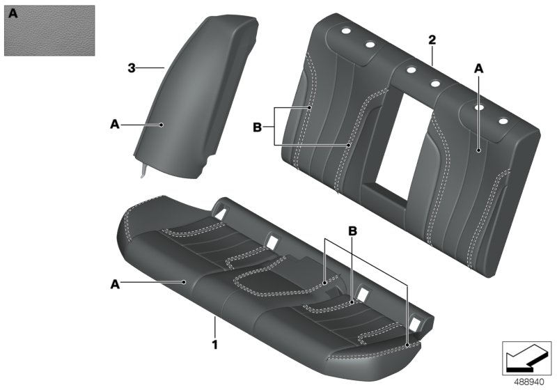 Базовое заднее сиденье Individual для BMW F90 M5 S63M (схема запчастей)