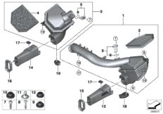 Глушитель шума всас./смен.элем.фил./HFM для BMW F87N M2 Competition S55 (схема запасных частей)