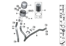 Масляный фильтр и трубопроводы для BMW MOSP M6 GT3 P63 (схема запасных частей)
