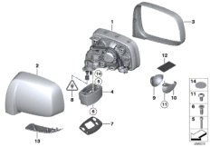 наружное зеркало заднего вида для BMW RR1 Phantom N73 (схема запасных частей)