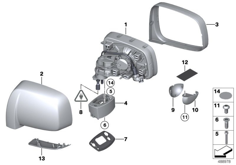 наружное зеркало заднего вида для BMW RR5 Wraith N74R (схема запчастей)